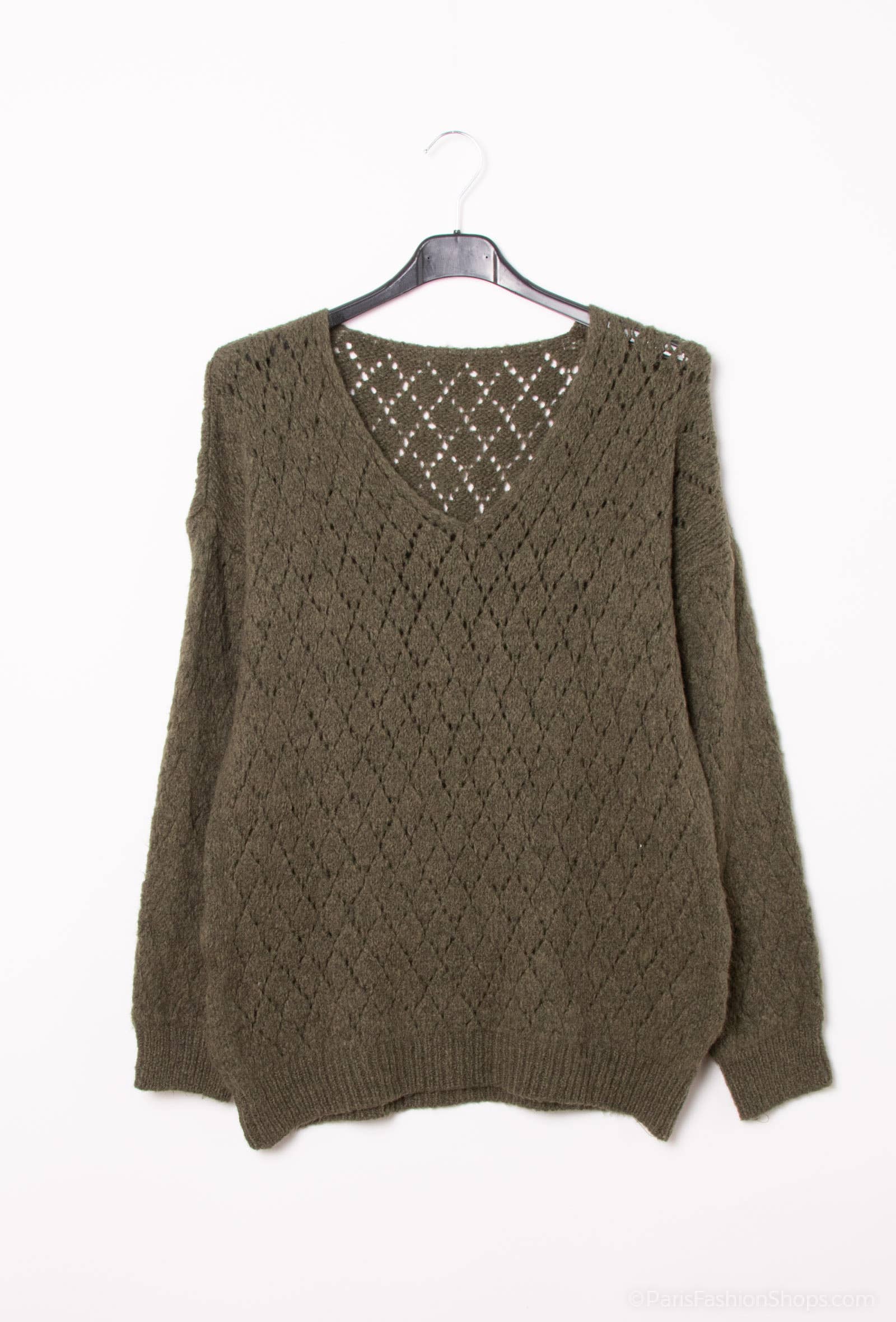 Pépouz' Paris - Vente Pull en maille – femme - Pull en mohair ajourée motif losange PP250514