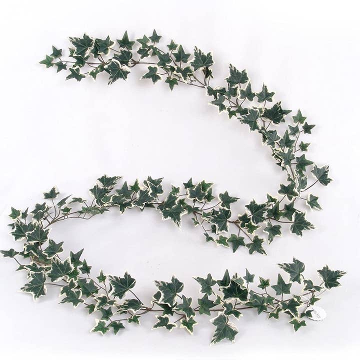 Larksilk – wholesale Bunting/garland – Hanging Green White Ivy Garland- 6' Faux1