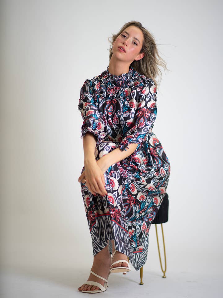 Regal Paisley Print Midi Dress for wholesale by Miss Finch NYC