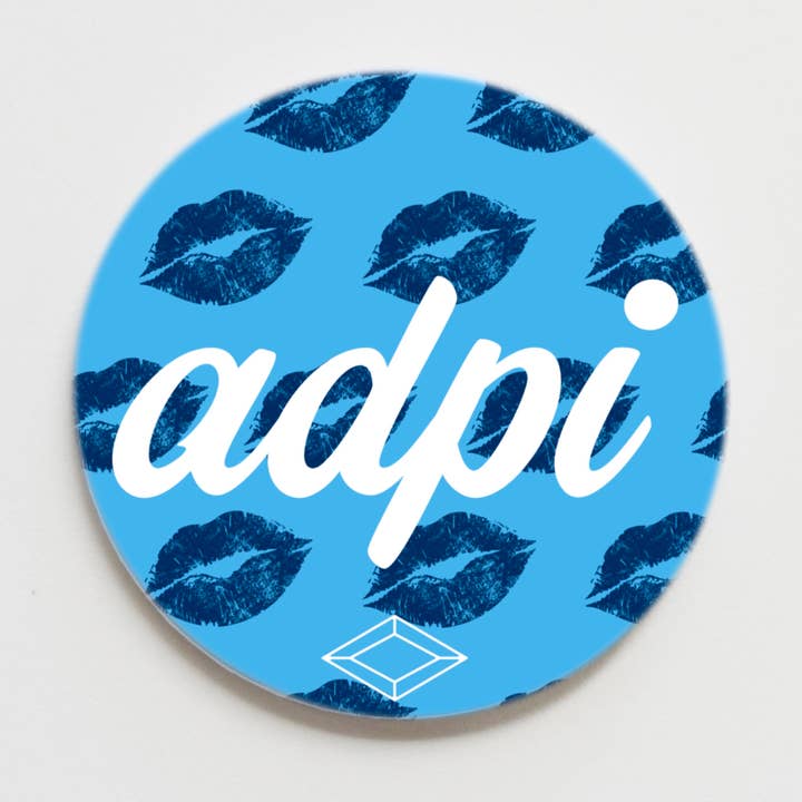 Alpha Delta Pi Kisses Button - 3.00 inch for wholesale by Good Vibez Collegiate