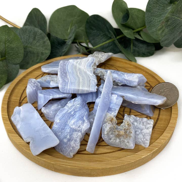 The Crystal Tabby - Wholesale Spiritual stone/crystal - Blue Lace Agate Slice Tumble 1/2 lb bag- 1bag