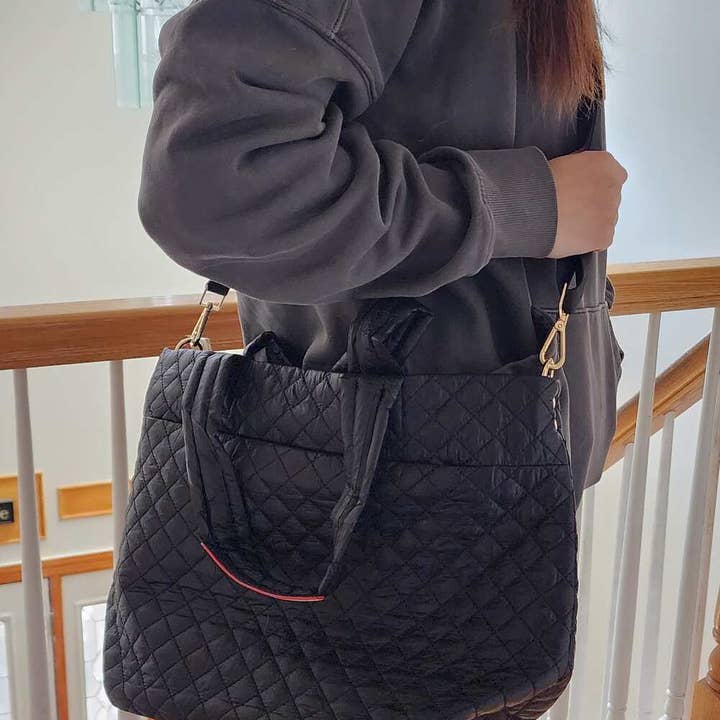 Hatzzi - Wholesale Tote Bag - Women's - Large Nylon Quilted Puffer Top Zip Tote3