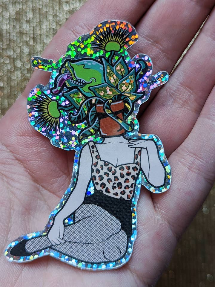 Autocollant en vinyle Venus Fly Trap | Pot Head pour la vente par Desiree Amber Moore