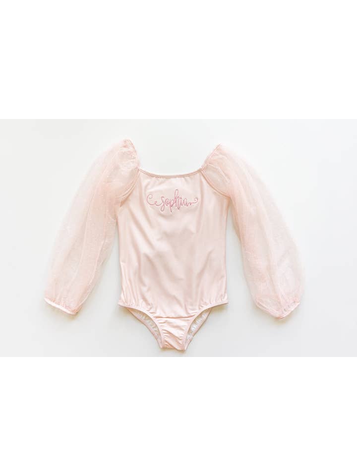 Cheeky Plum - Wholesale Leotard - Kids - Mesh Long Sleeve Leotard - Pink Bliss8