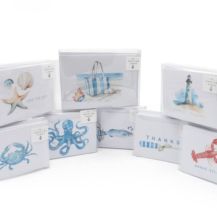 Nautical Greeting Cards - A Collection of 10 Greeting Cards for wholesale by Sandy Paws Candles
