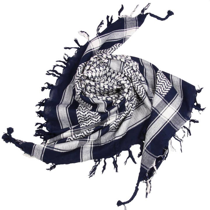 Tribal Trade GmbH – Großhandel Schal – Unisex – Palituch - Blau-Navy - Weiß - Kufiya PLO Tuch