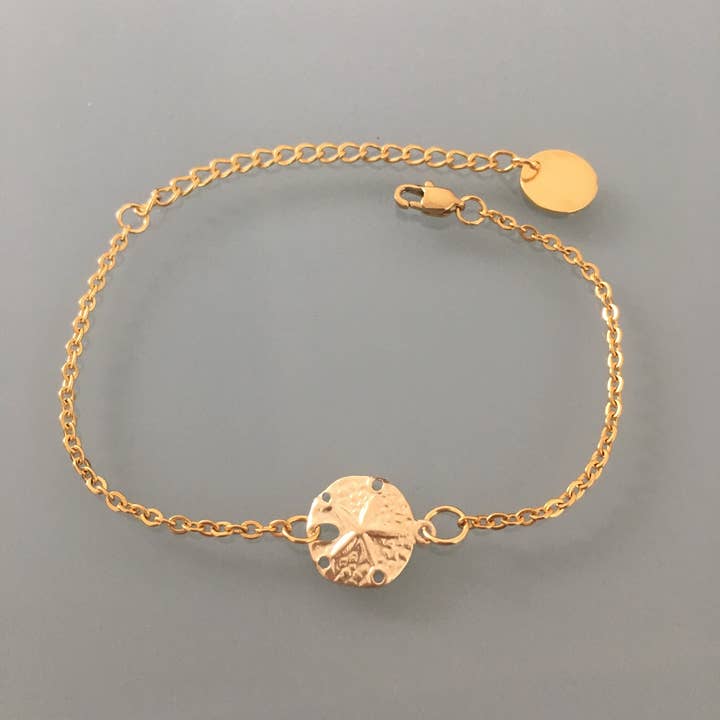 Clovers - Vendita all'ingrosso Braccialetto con ciondolo/pendente - Bracciale rigido con dollaro sabbia placcato oro 24k