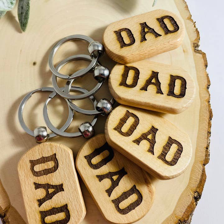 Coastal Chic - Wholesale Keychain - Men's - Dad Engraved Wood Keychain