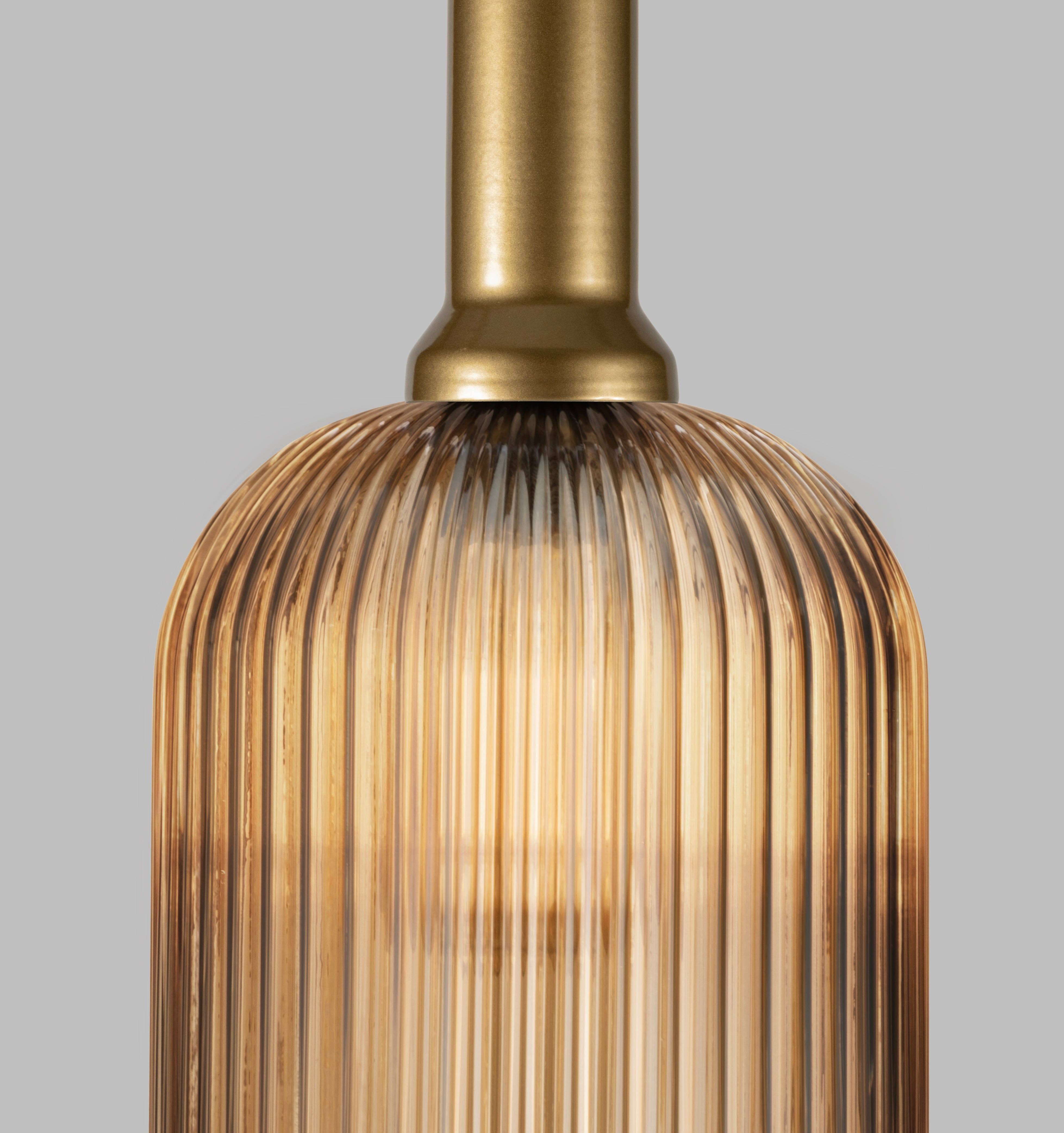 Eclipse Lighting - Wholesale Chandelier/Hanging Light - XL Amber Ribbed Glass Multi Pendant Light for Stairs, Mid-Century Modern Custom made Chandelier Light for Architects and Interior Designers3