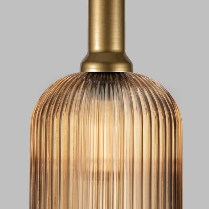 Eclipse Lighting - Wholesale Chandelier/Hanging Light - XL Amber Ribbed Glass Multi Pendant Light for Stairs, Mid-Century Modern Custom made Chandelier Light for Architects and Interior Designers3