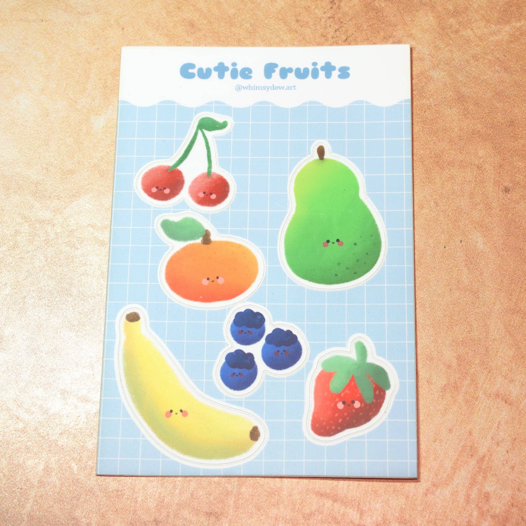 Cutie Fruits Sticker Sheet for wholesale by Whimsydew Art