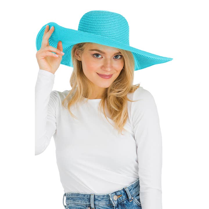 Cap Zone - Wholesale Straw Hat - Women's - Solid Color Tight Weave Paper Straw Floppy Sun Hat