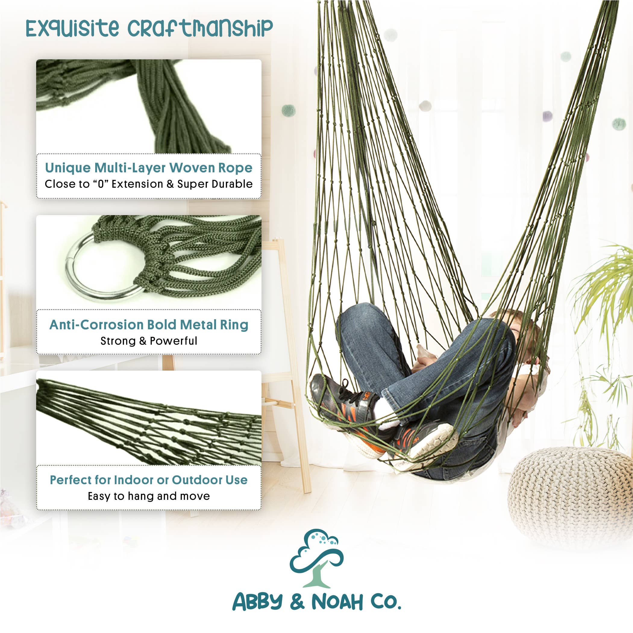 Abby & Noah Co. - Wholesale Swing - Kids & Baby - Sensory Swing for kids- Indoor or Outdoor2