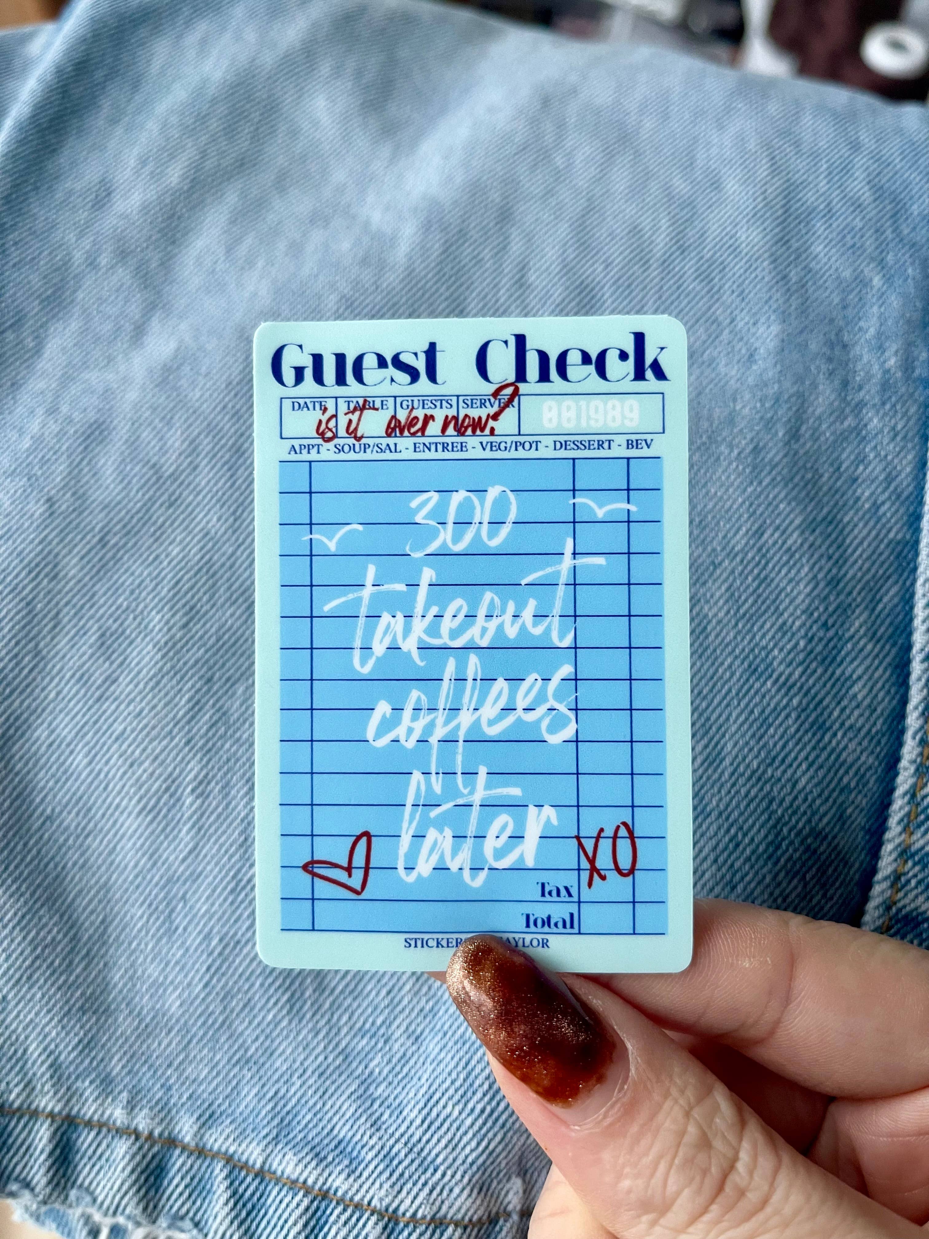Stickers by Saylor - Wholesale Sticker - Taylor Inspired Guest Check Sticker1