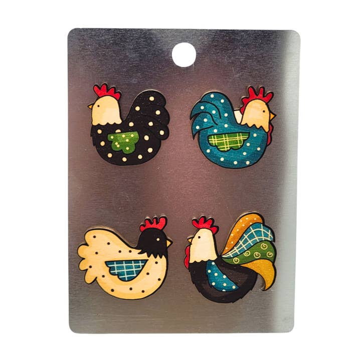 Summer Garden Roosters Magnet Set - Home Decor for wholesale by Driftless Studios