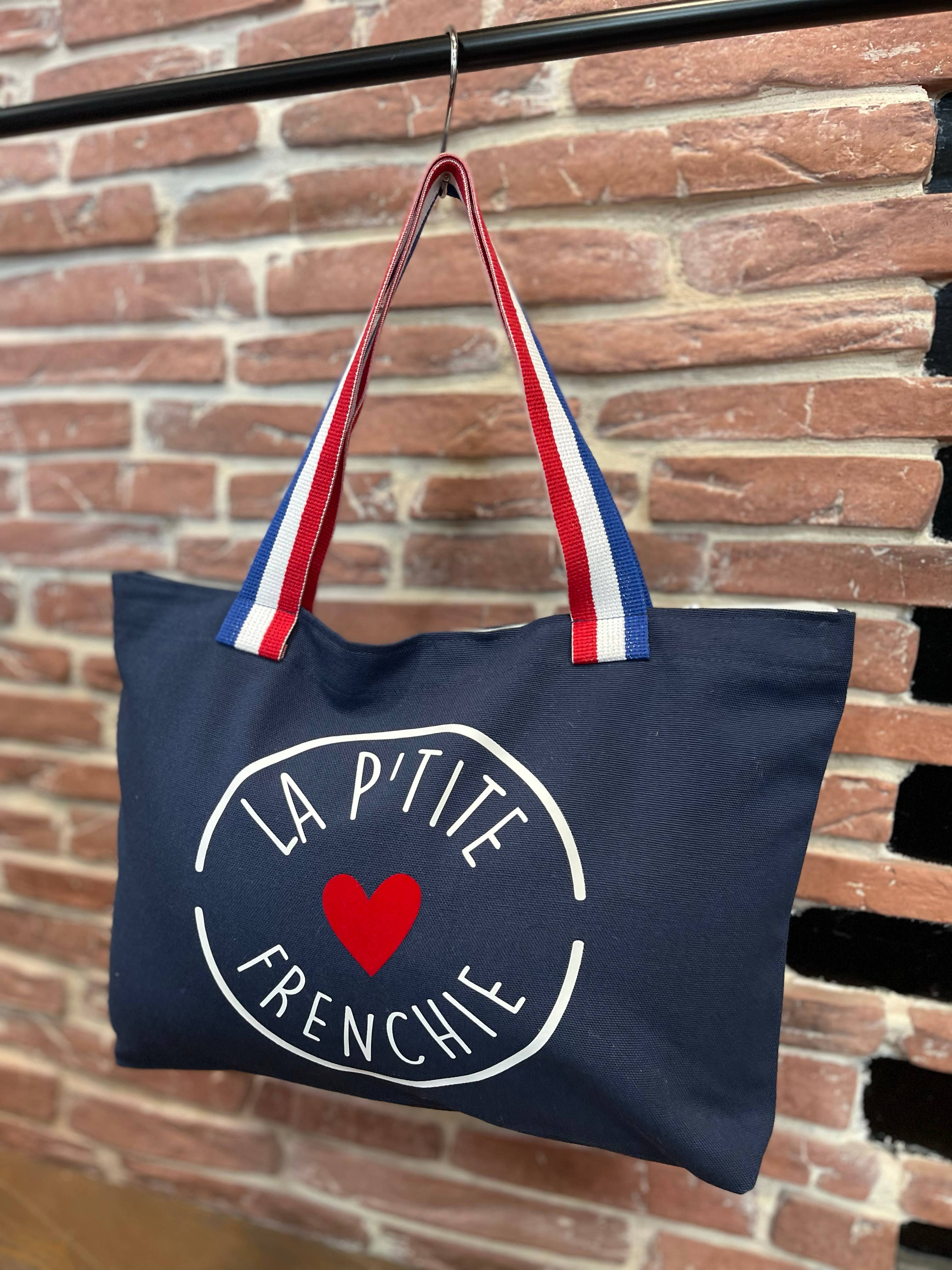 Toiles Chics – Sacola - Mulher por atacado – Tote Marinho Pequeno “La Petite Frenchie”0