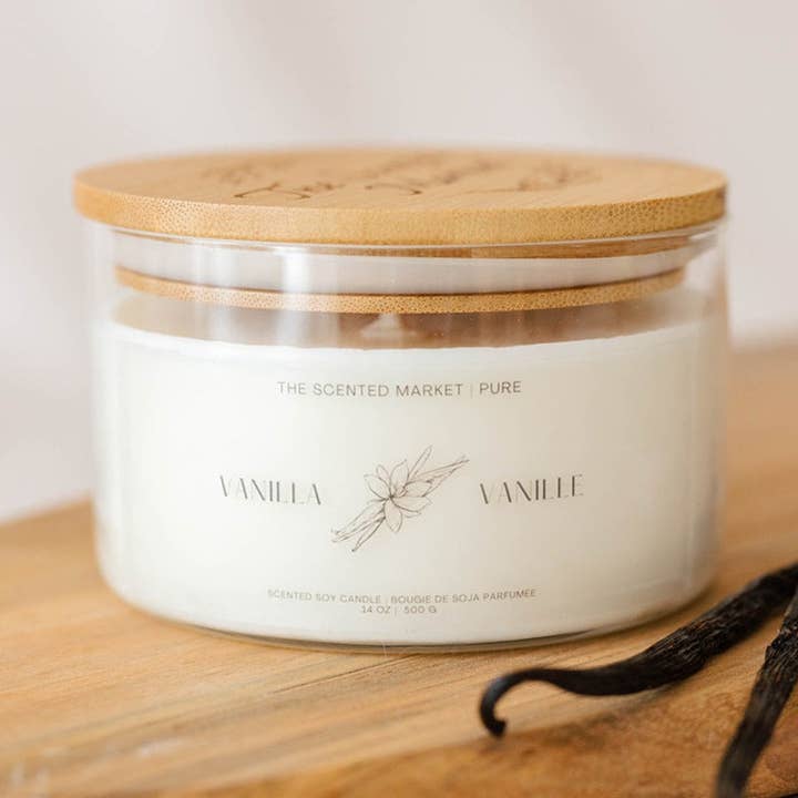Candela di cera di soia Pure VANILLA 14 oz per la vendita all'ingrosso da parte di The Scented Market