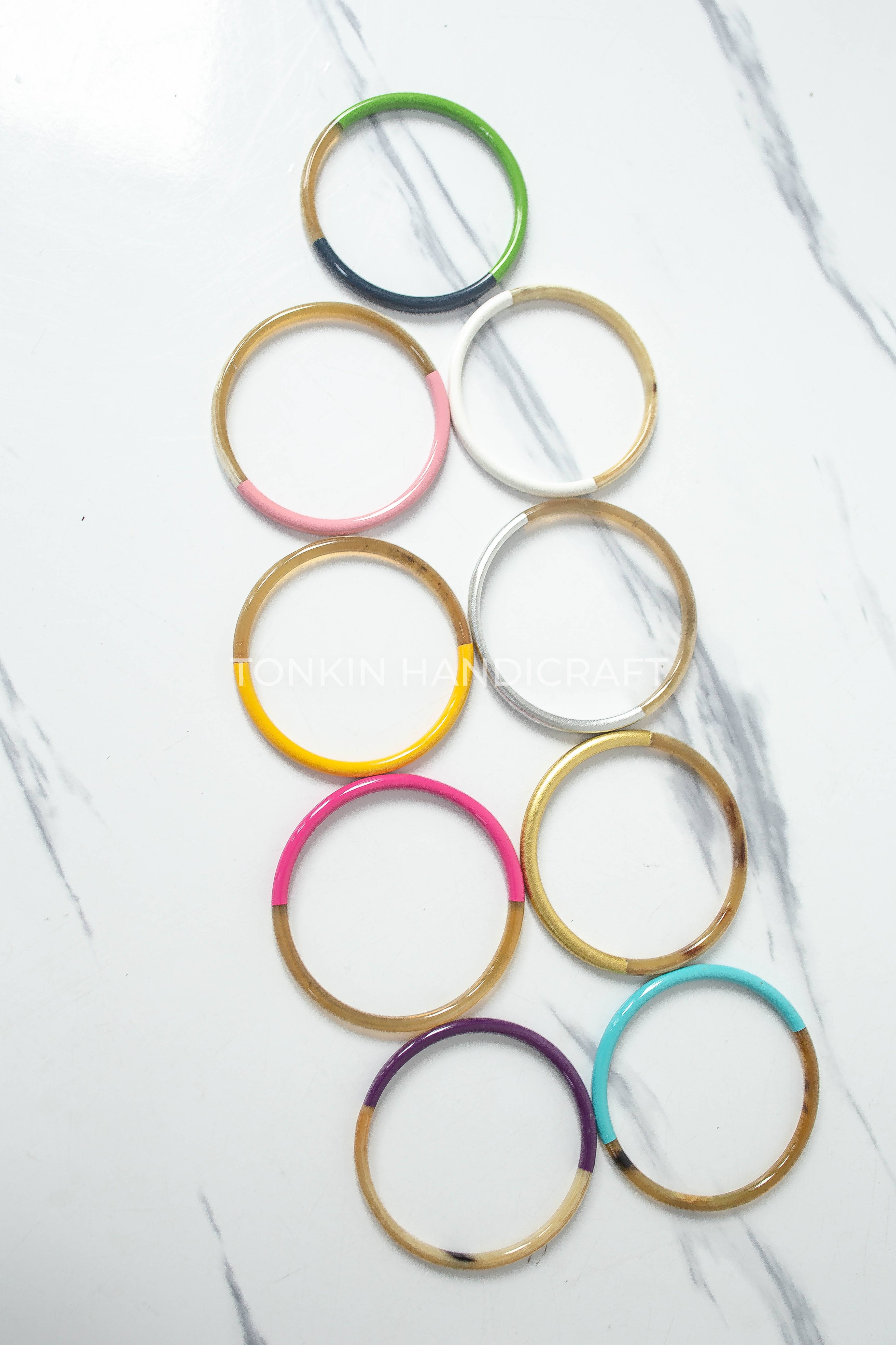 Tonkin Handicraft - Vente Bracelet jonc - Bracelet jonc coloré en corne de buffle12