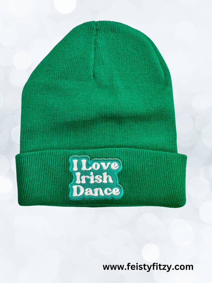 Bonnet vert Kelly "J'aime la danse irlandaise" avec écusson brodé – Parfait pour les fans de danse irlandaise ! pour la vente par FeistyFitzy