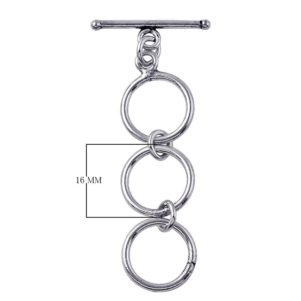 Bali Designs – Engroshandel Spænde – TSF-129 Sølvbelagt Tredobbelt Ring Toglelås – Engros Smykkedele1