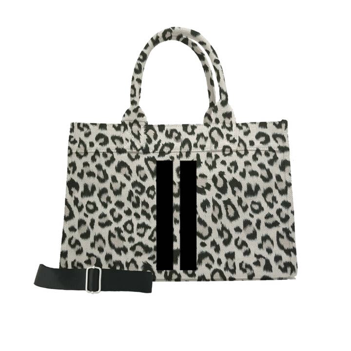 Quilted Koala - Wholesale Crossbody Bag - Women's - Leopard Midi East West Crossbody Bag - Black Double