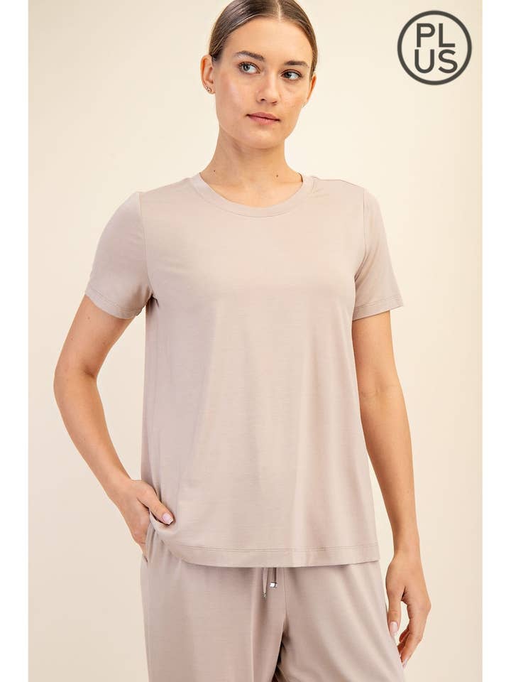 PLUS SIZE VISCOSE MODAL SHORT SLEEVE TOP for wholesale by Rae Mode