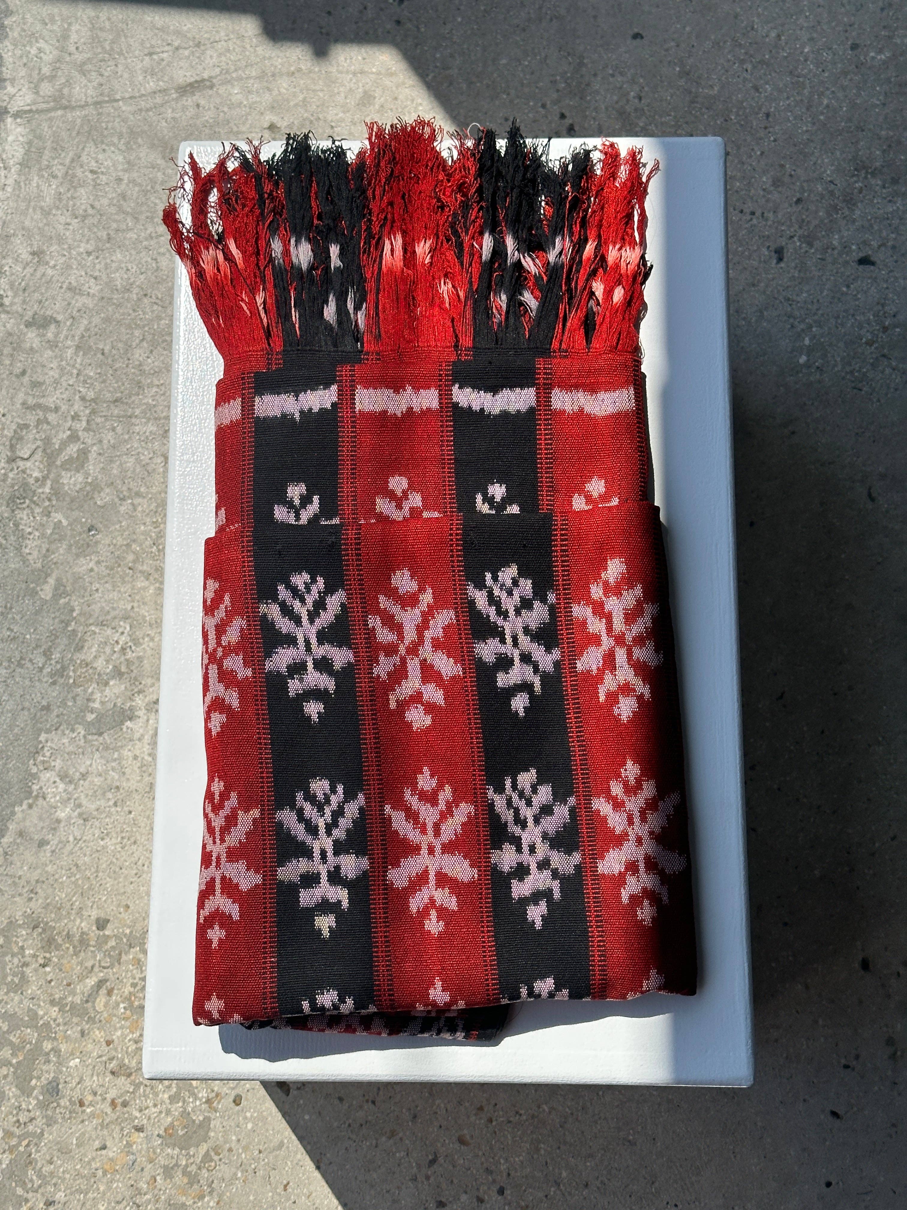 Office Objets - Wholesale Coverlet - Ikat, traditional Indonesian fabric from the island of Savu (Timor) red and black 2m25x756
