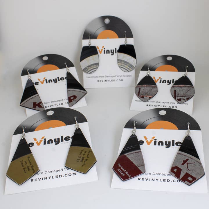 One-Off Vinyl Record Earrings – 5 Pair (SM) | Metallics for wholesale by reVinyled