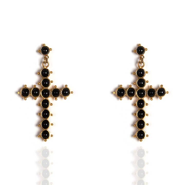 Pendientes estilo rosario Saint Mia - Negro místico para venta al por mayor de VSA Designs Inc.
