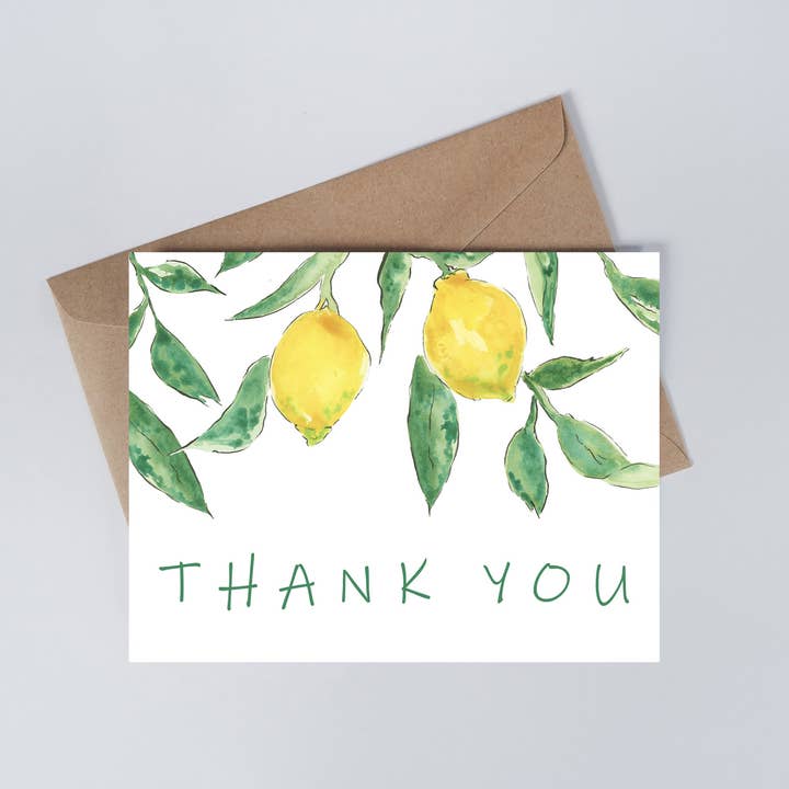 Thank You Lemon Greeting Card for wholesale by Meza Studios LLC