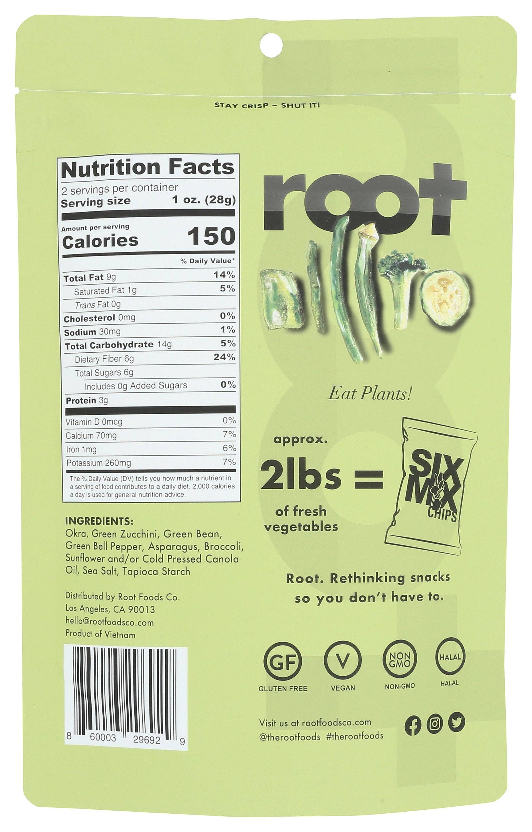 Everyday Supply Co - Wholesale Dried/Dehydrated Vegetables - ROOT FOODS CHIPS SIX MIX SEA SALT - Case of 61