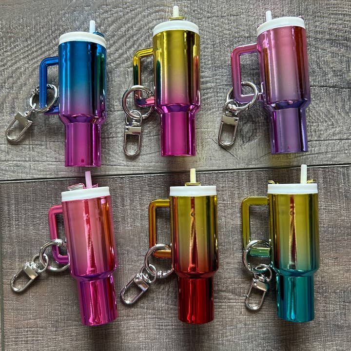 JILLIAN INK LLC - Wholesale Keychain - Women's - Chrome Ombre Plastic Tumbler Keychain with Removable Lid6
