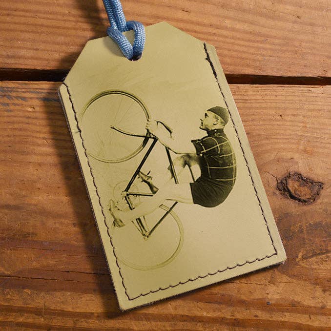 Cyclist - Leather Luggage Tag for wholesale by backerton
