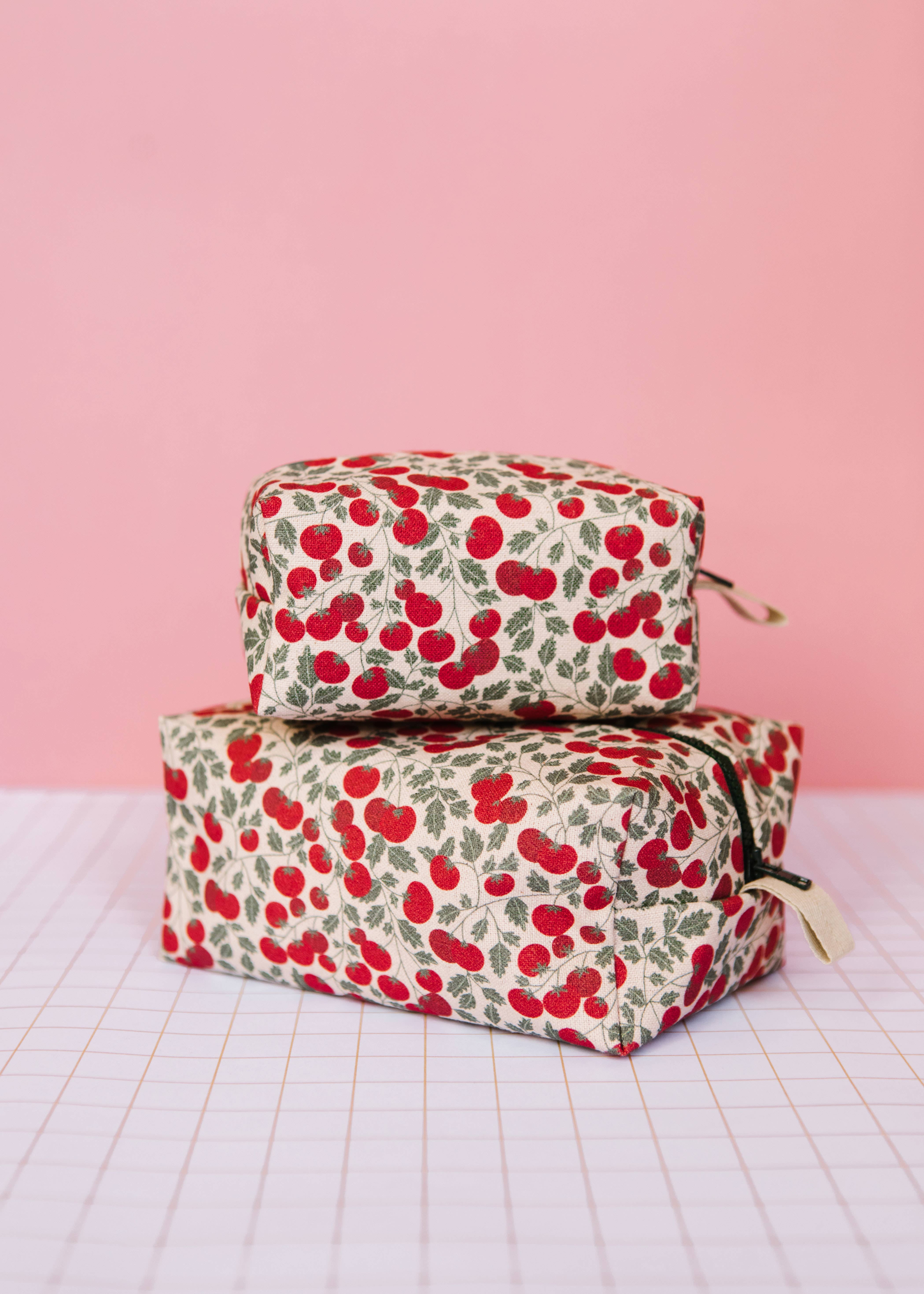 ECKE – bolsa de maquilhagem e cosméticos por atacado – Neceser Beige Vanity & Beauty Case com Estampa de Tomates