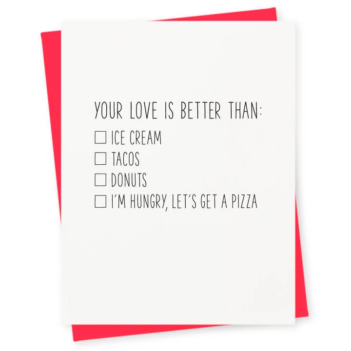 Pizza Letterpress Greeting Card for wholesale by 417 Press