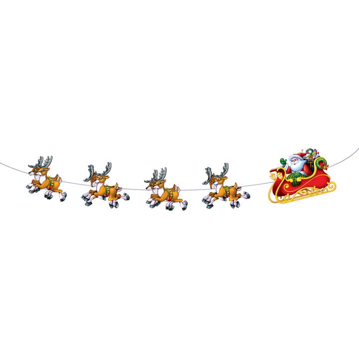 Beistle - Wholesale Christmas Decoration - Santa & Sleigh 8' Christmas Streamer