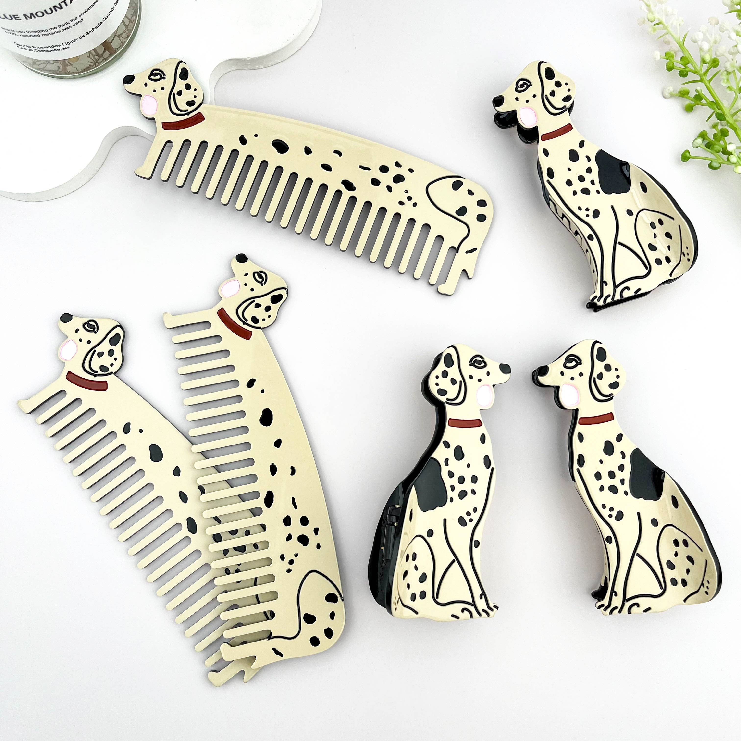 mildstyles – wholesale Hårklämma - Dam – Bedårande Dalmatiner Hårklämma i Acetat & Hundkam Set6