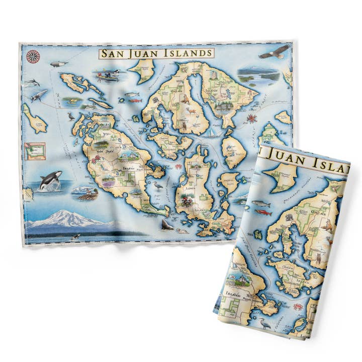 San Juan Islands Map Kitchen Towel for wholesale by XPLORER MAPS