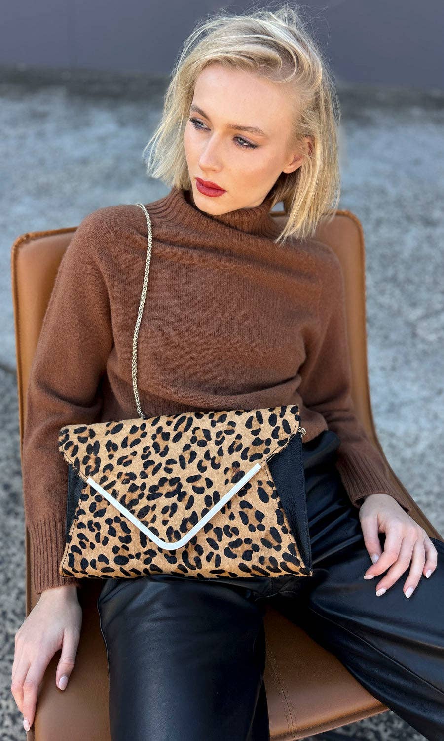 Leopard Print Hoss Cowhide /Leather  Large Clutch for wholesale on Faire3
