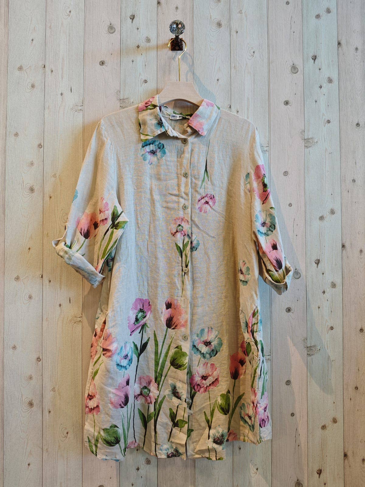 Linen & More - Wholesale Button Down Shirt - Women's - REF 202725 PRINTED DRESS2