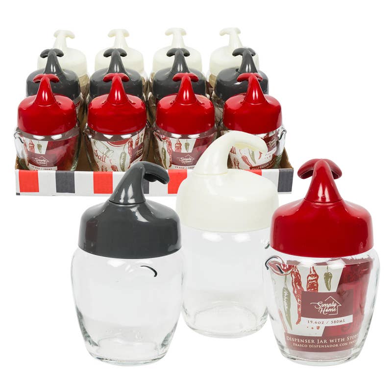 Deluxe Import Trading - Wholesale Jar - Glass Jar W/ Plastic Lid- 19.6oz- 3 Assortments0