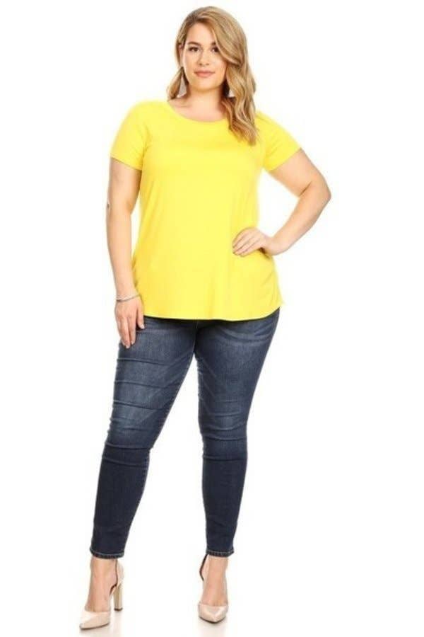 Chris & Carol Apparel - Wholesale Tunic - Women's - XJ413145T - Perfect Solid Plus Size Basic Tee Short Sleeve1