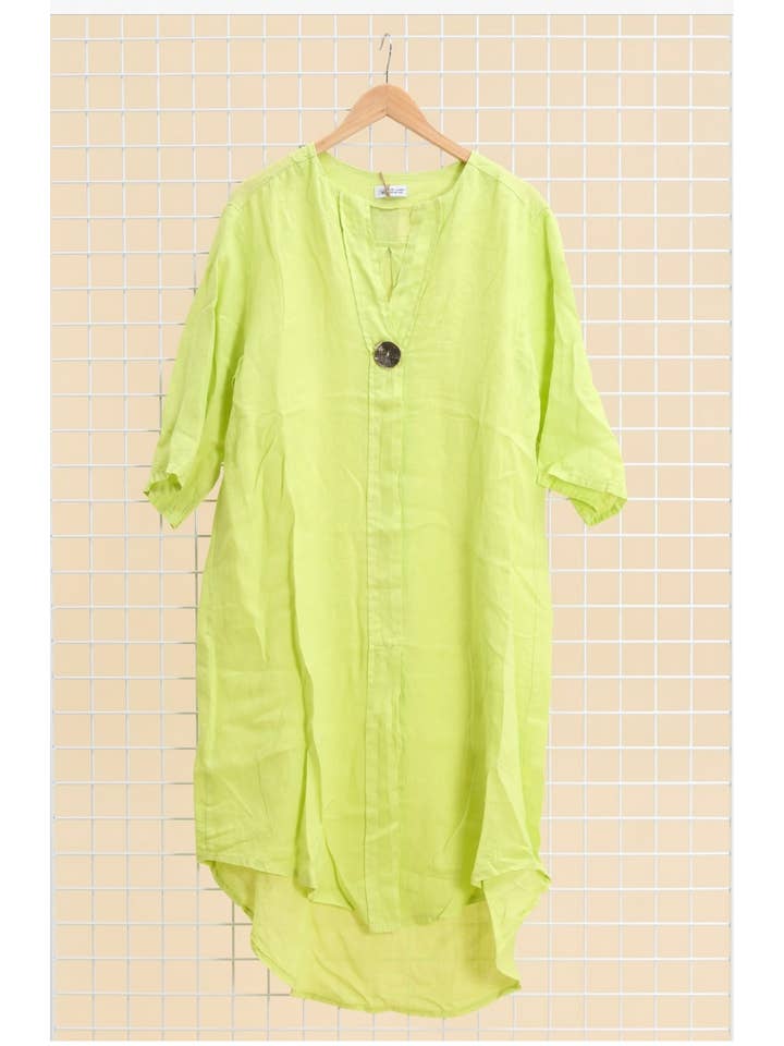 LÉA & LUC - Vente Robe – femme - Robes en 100% Lin avec un bouton REF. 55472