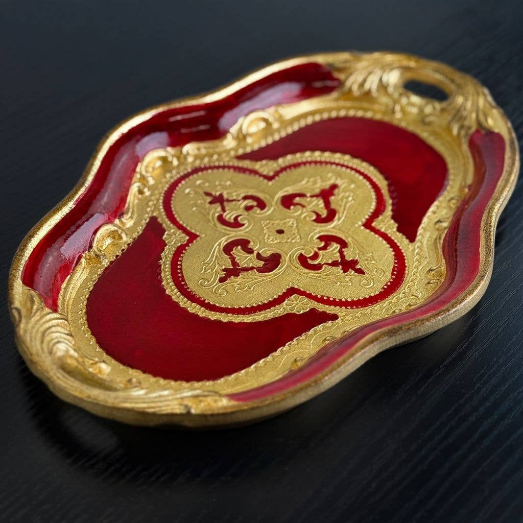 Via Graceffo - Venta al por mayor Bandejas decorativas - Bandeja ovalada pequeña de madera florentina con asas8