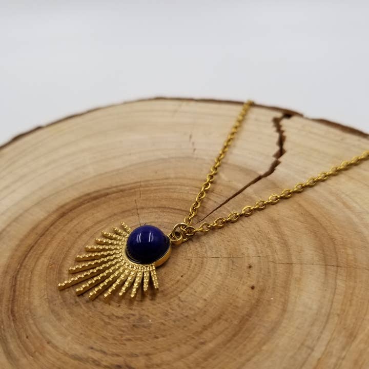 CHAKRA JEWELRY - Wholesale Pendant/Charm Necklace - Lapis Lazuli Sunburst Necklace2