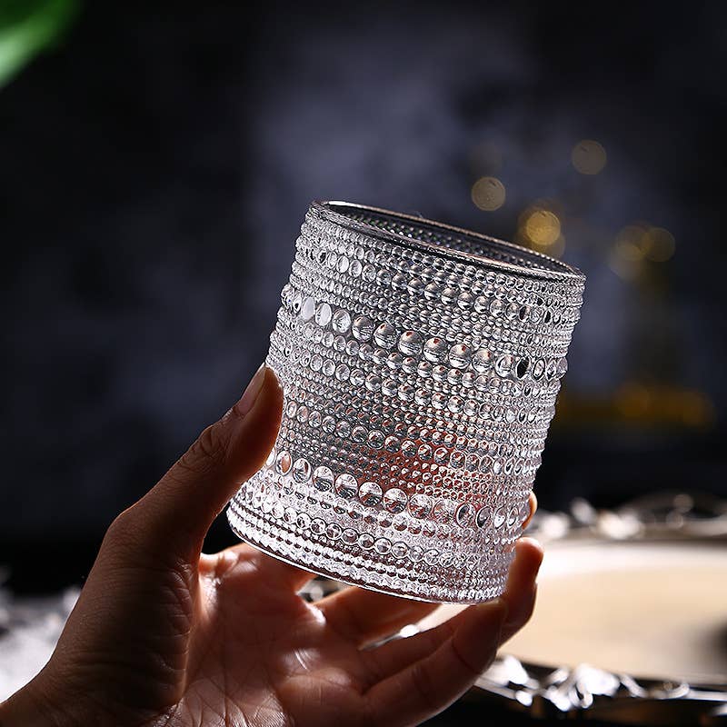 Our Dining Table - Wholesale Drinking Glass/Cup - Classic Stunning Beads Pattern Glassware with Gold Rim5