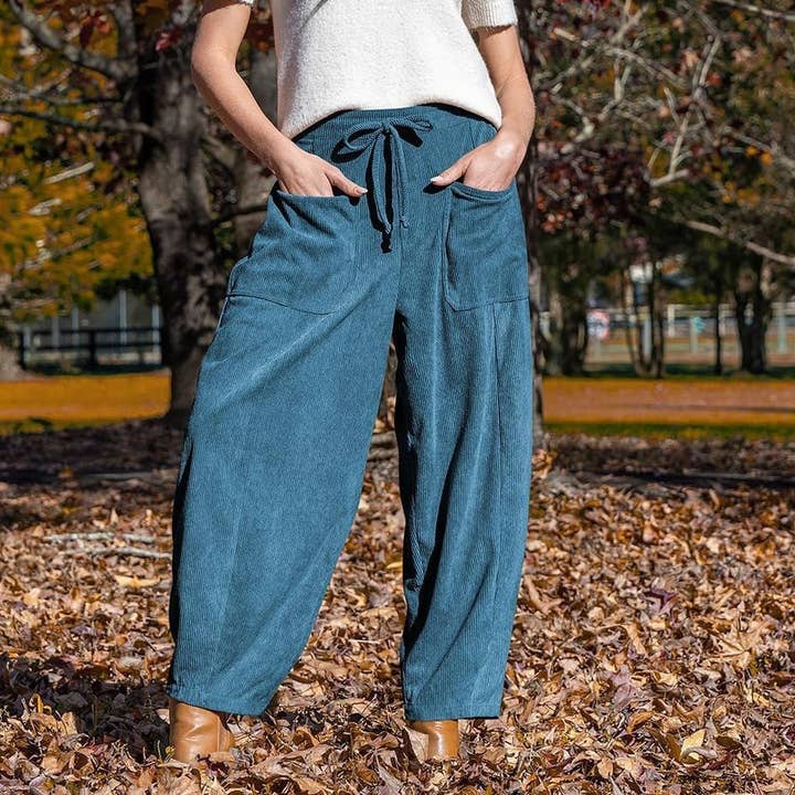 Rosa Clothing - Wholesale Pants - Women's - Fashionable Retro Corduroy Wide-Leg Pants3