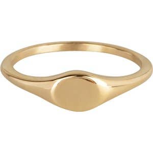 R976 Petite Oval Gold Signet Ring for wholesale by Charmin's Ringen