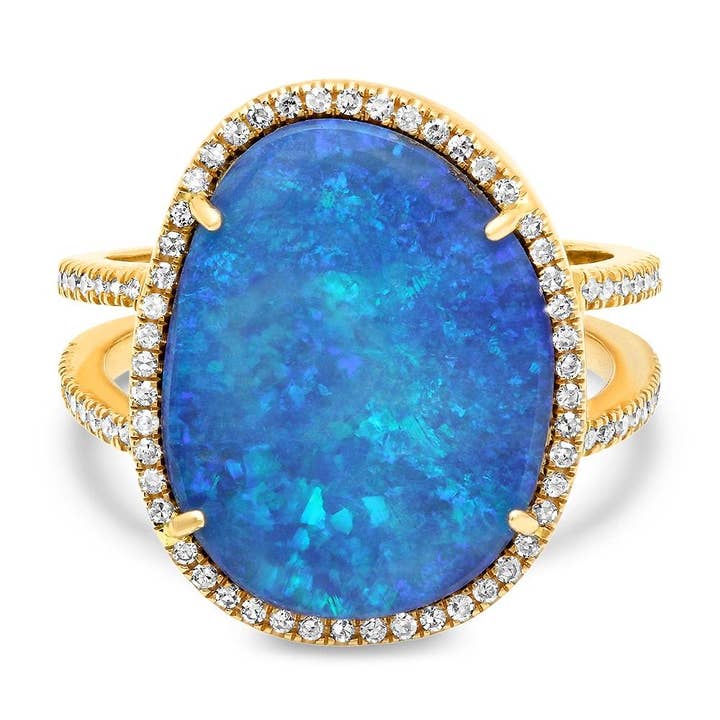 DOMINION DIAMOND RING, BLUE OPAL for wholesale by JEN HANSEN