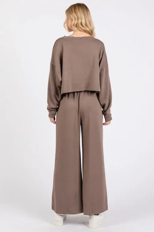 Final Touch – wholesale Stickad topp - Dam – Modal Drop Shoulder Långärmad Crop Top - NT313478